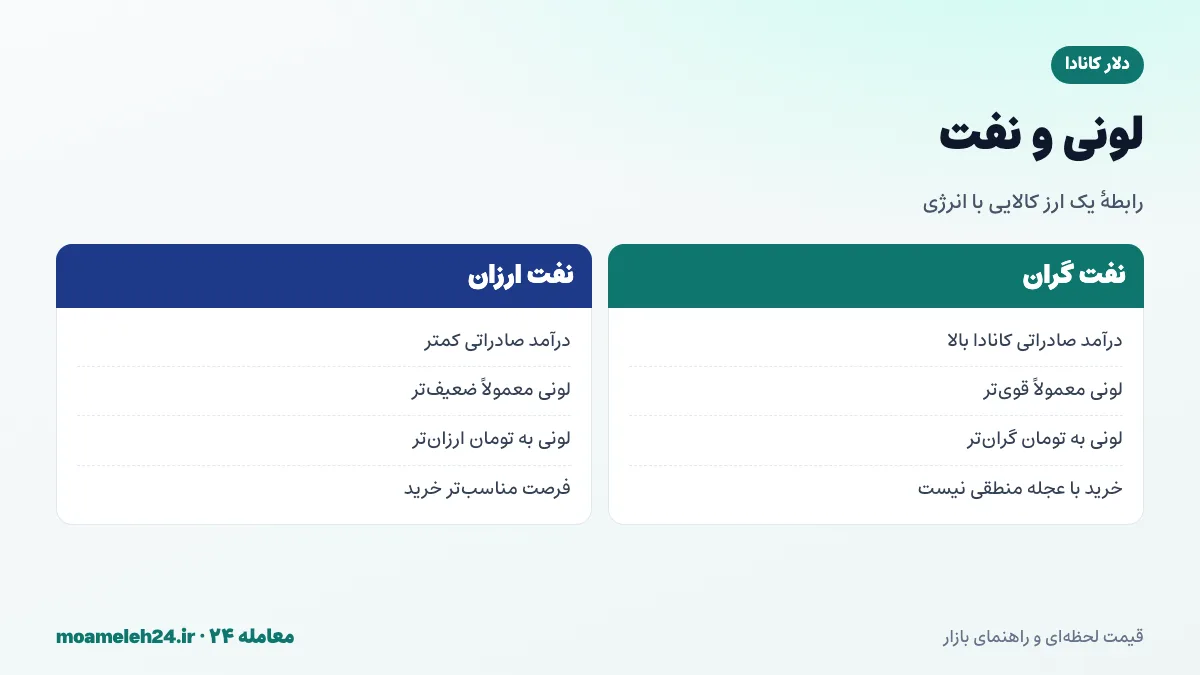 اینفوگرافیک رابطه دلار کانادا با قیمت نفت؛ صادرات انرژی کانادا و تقویت لونی با گرانی نفت