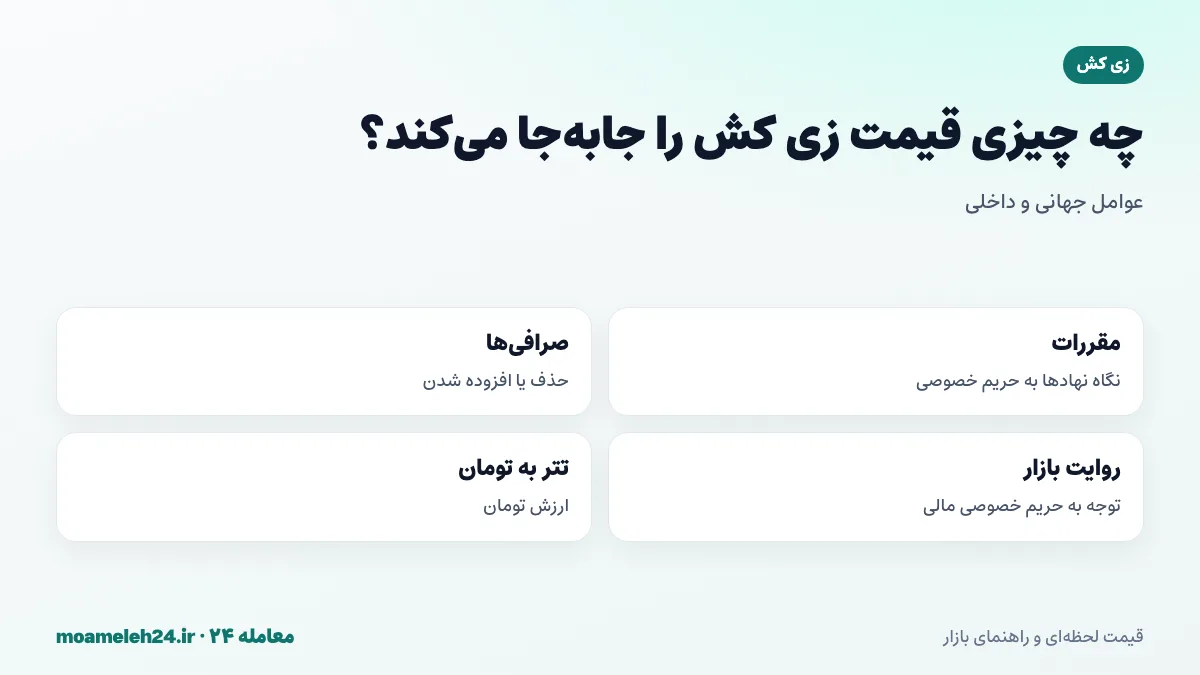 اینفوگرافیک عوامل موثر بر قیمت زی کش؛ مقررات حریم خصوصی، فهرست صرافی ها، هاوینگ و قیمت تتر به تومان