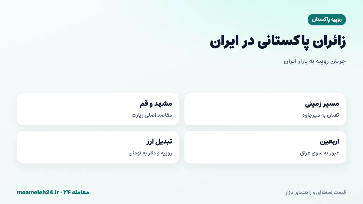 اینفوگرافیک زائران پاکستانی در ایران؛ مسیر زمینی تفتان، زیارت مشهد و قم، اربعین و تبدیل روپیه به تومان