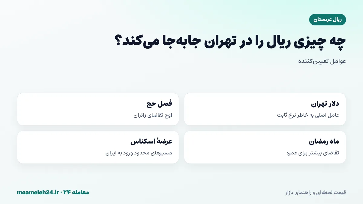 اینفوگرافیک عوامل موثر بر قیمت ریال عربستان به تومان؛ دلار تهران، فصل حج و عمره و عرضه اسکناس