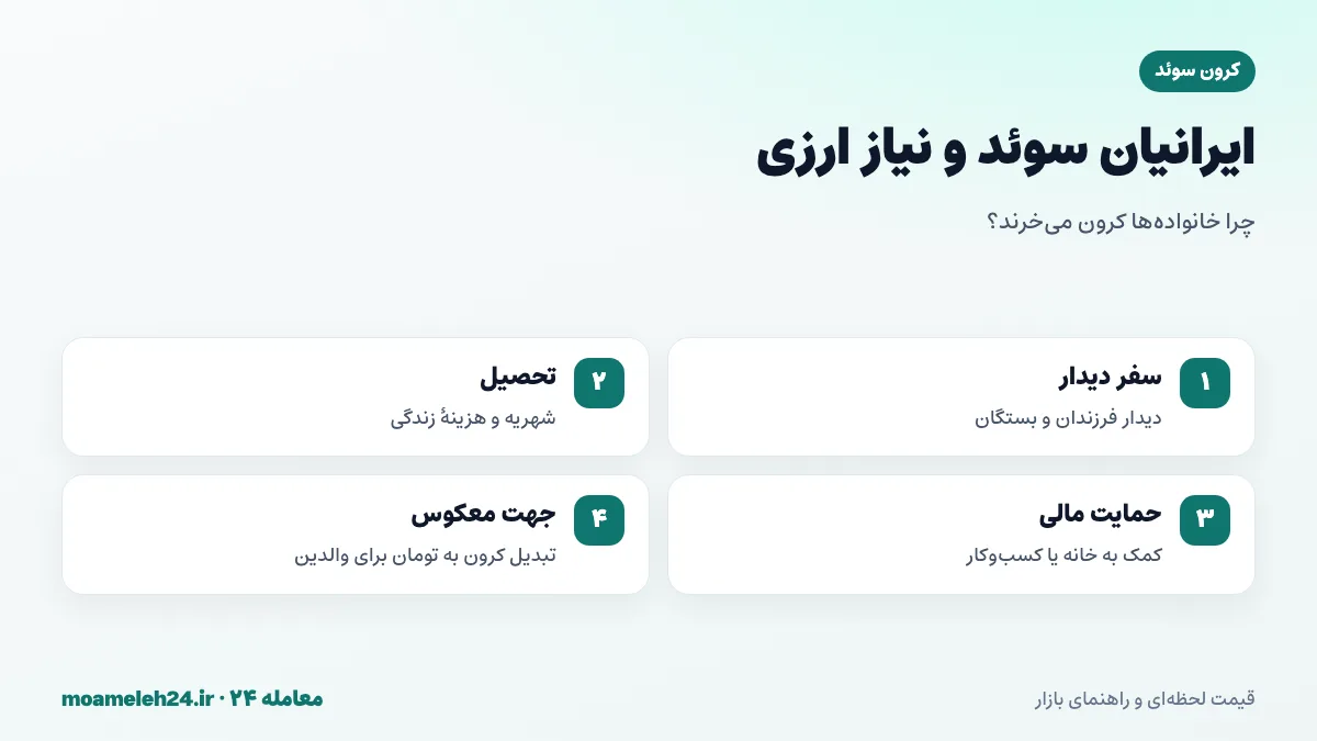 اینفوگرافیک ایرانیان مقیم سوئد و نیازهای ارزی خانواده ها؛ سفر دیدار، تحصیل، هزینه زندگی و حواله