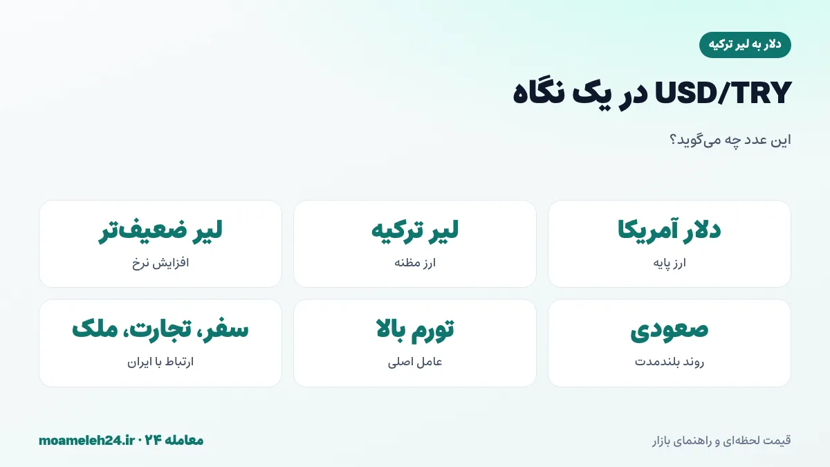 اینفوگرافیک ساختار جفت ارز USD/TRY؛ دلار ارز پایه، لیر ترکیه ارز مظنه و معنای افزایش نرخ